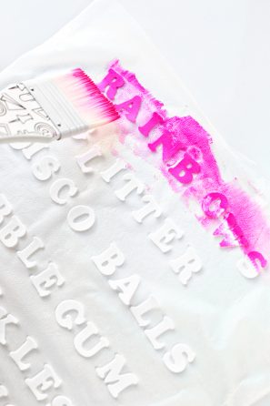 Pink and white letters
