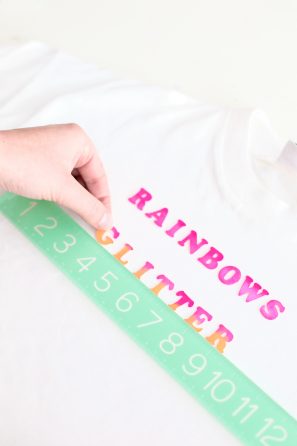 Pink letters on a shirt