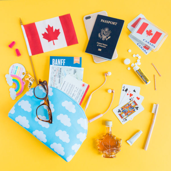 Cloud clutch with travel accessories