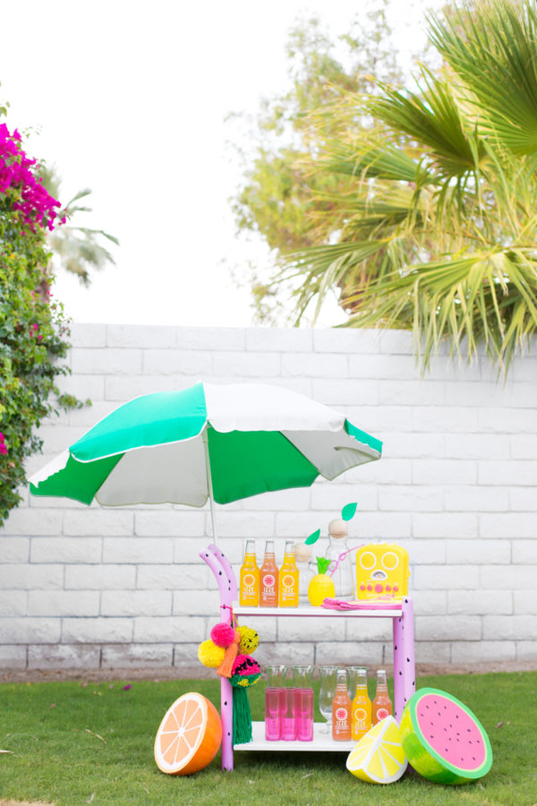 Green and white umbrella