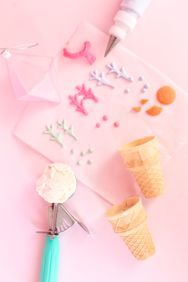 Snowman + Reindeer Ice Cream Cones