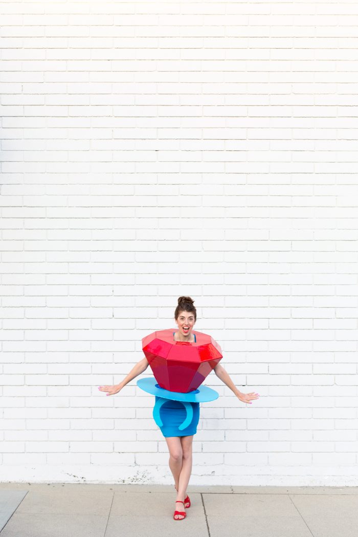A person in a ring pop costume