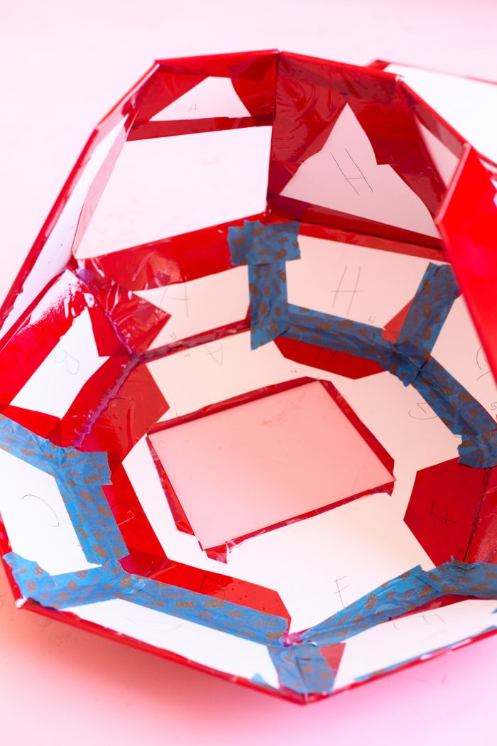 Red paper and blue tape
