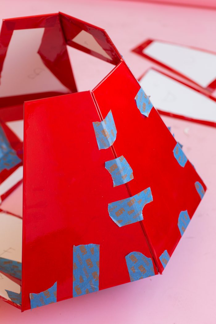 Red paper and blue tape