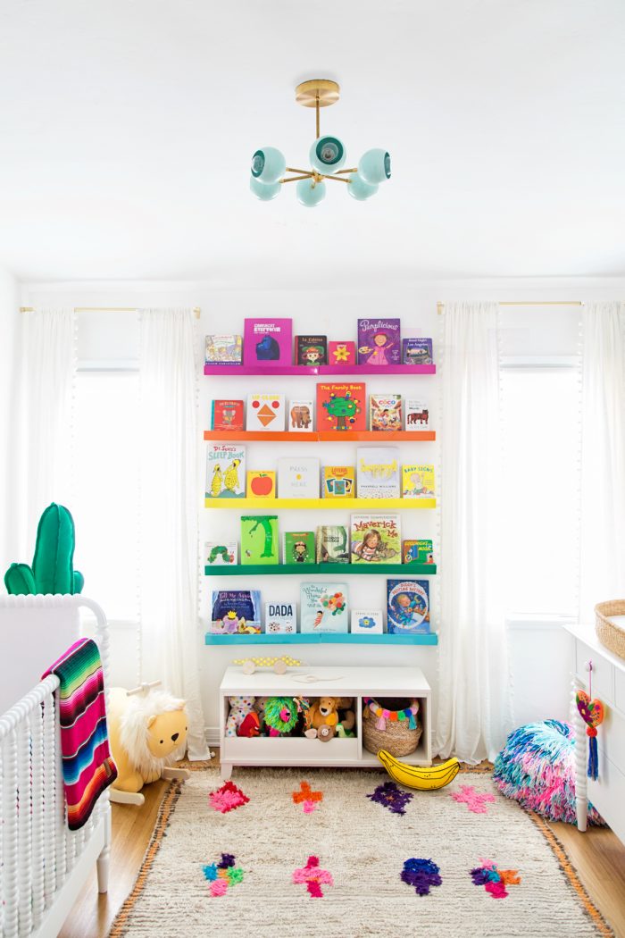 Colorful book shelves