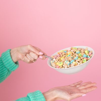 someone holding a cereal bowl