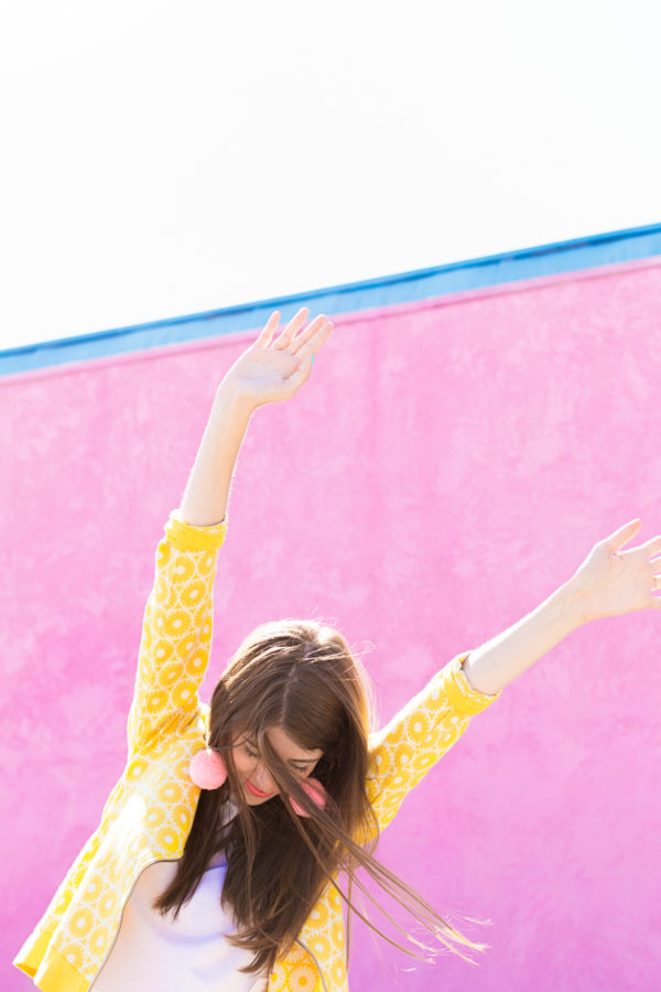 Someone with their hands up