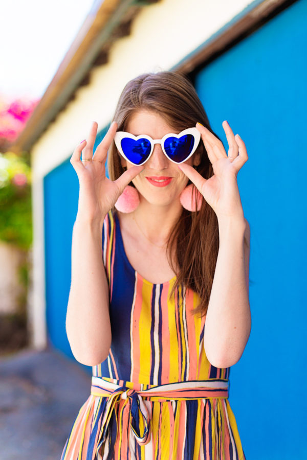 A woman wearing sunglasses
