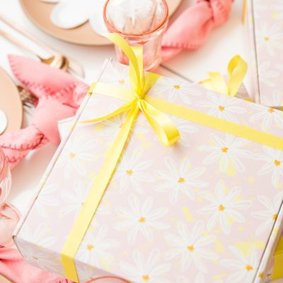 Our Mother's Day Box with Gratitude Collab + No Kid Hungry! A box with flowers and ribbon