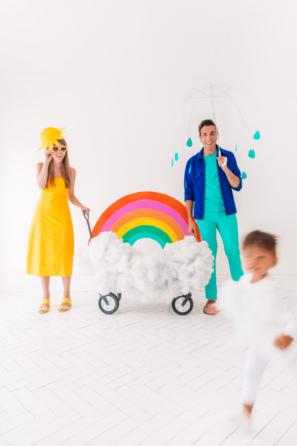 A group of people dressed as weather