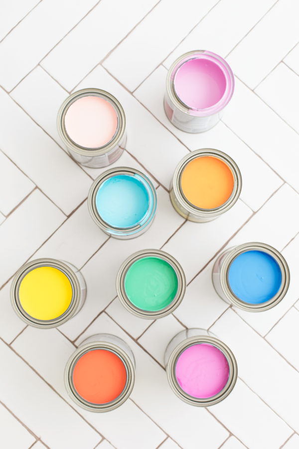 Colorful paint cans