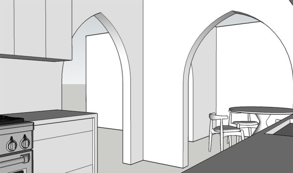Diagram of a house with arches