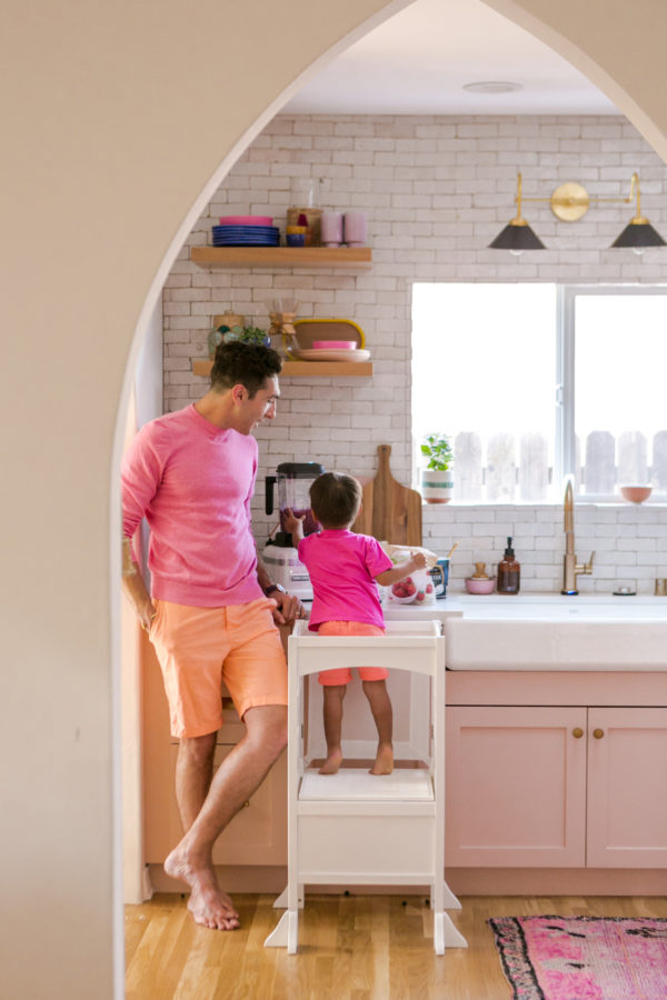 A boy in a kitchen