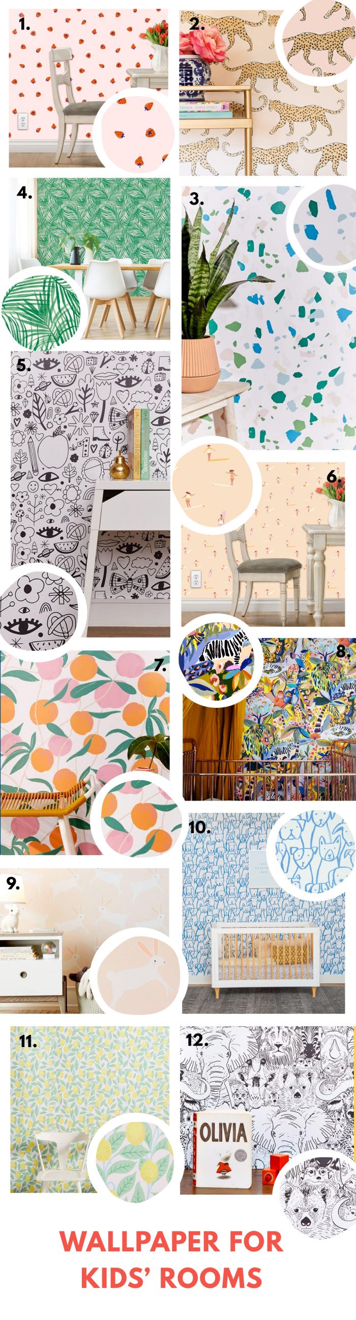Bold Colorful Wallpaper for Kids Rooms