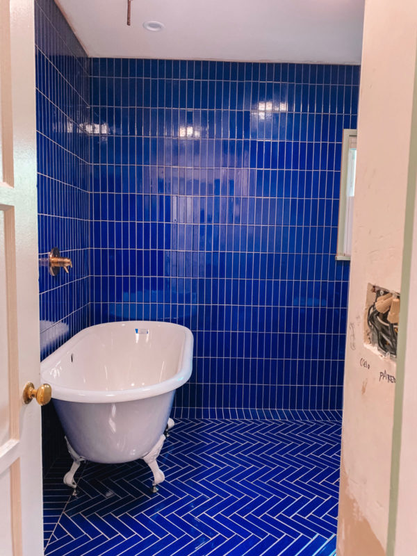 Cobalt Blue Bathroom with Clawfoot Tub