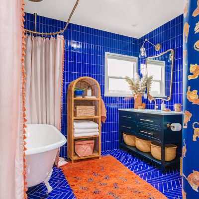 The Mindwelling: Our Kids' Bathroom Reveal! A bathroom with blue tiles