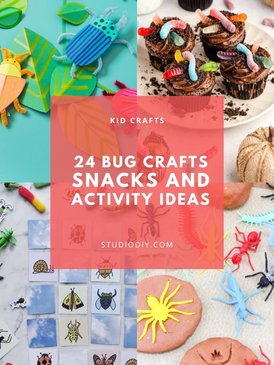 collage of bug crafts and activities
