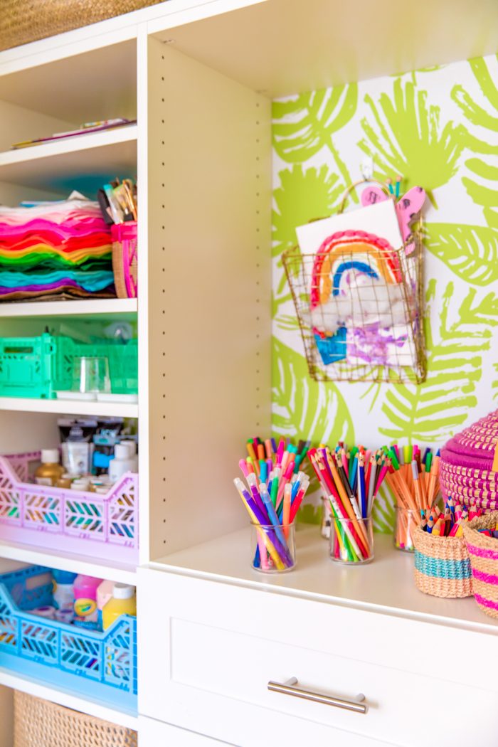Shelves with arts and crafts