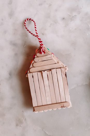 A wooden house ornament