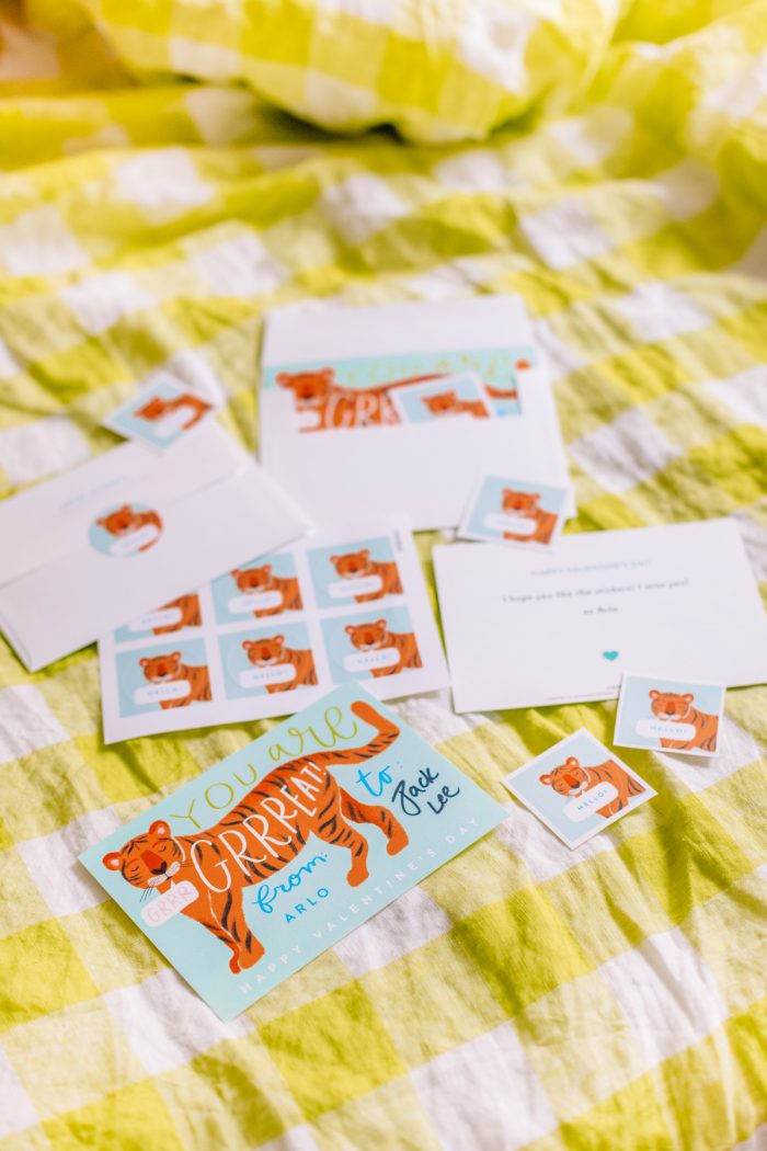Tiger Sticker Valentine Tiger Valentines with Matching Stickers