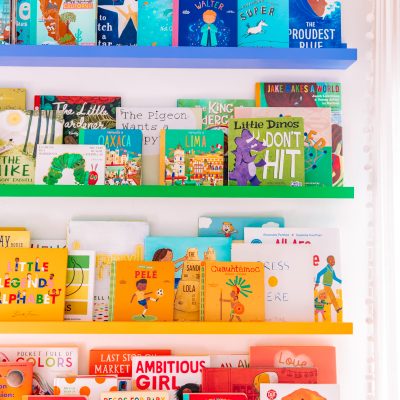 Rainbow colored shelf