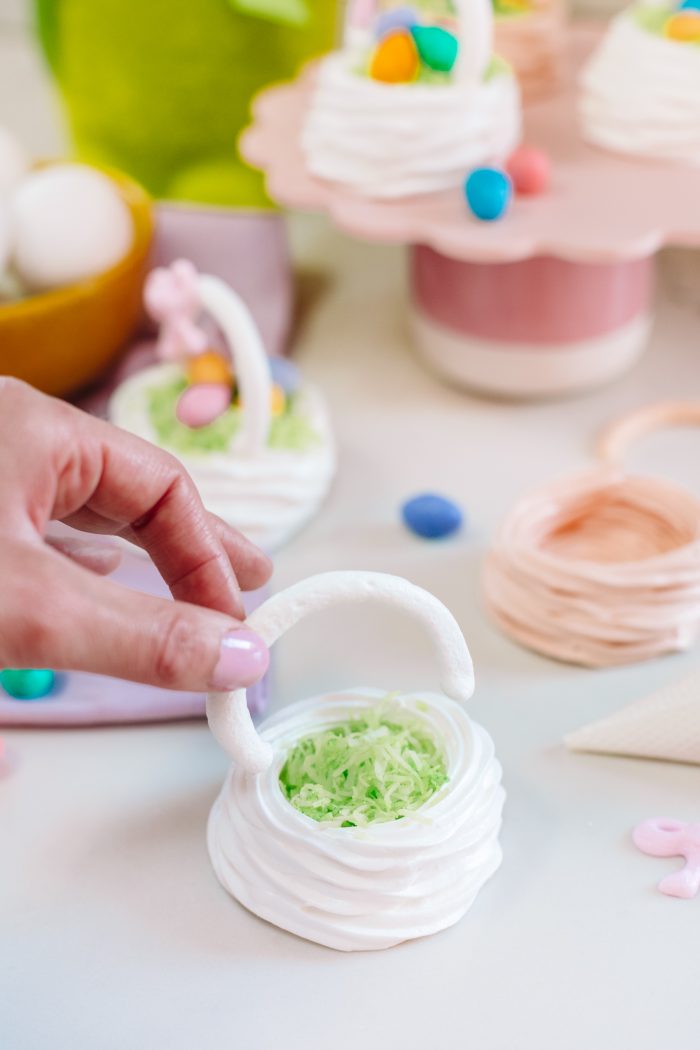 A close up of a small easter basket
