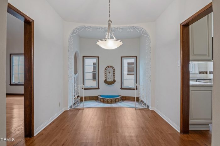 A room with a wood floor