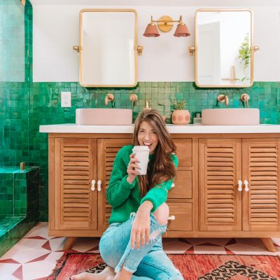 My Biggest Design Wins In Our Current Home (What I'd 100% Do Again!) Pink and Green Bathroom