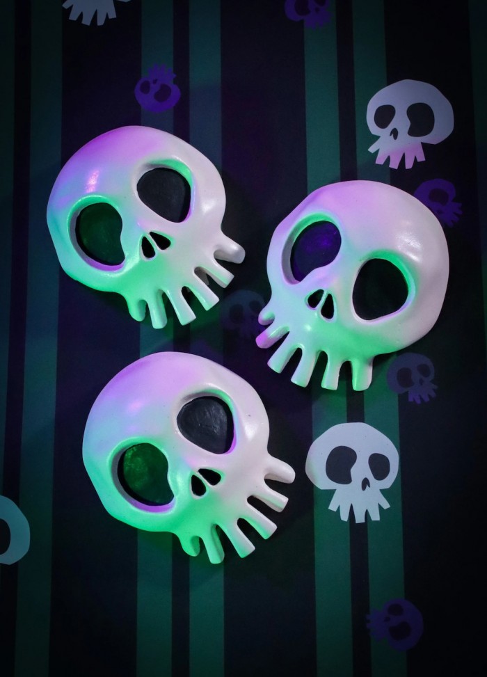 Nightmare Before Christmas Skulls on striped background