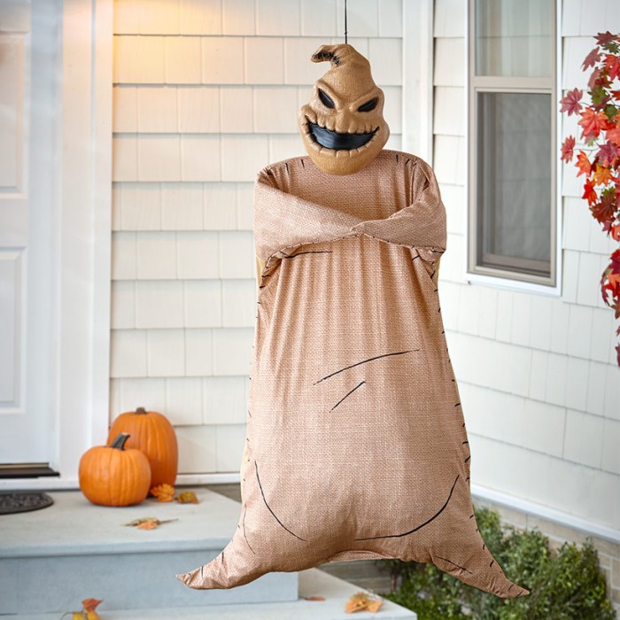 Poseable Oogie Boogie Outdoor Decoration on a porch