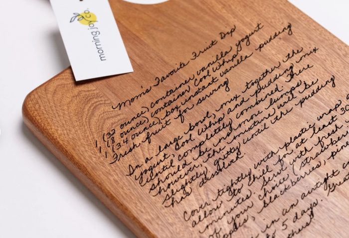 Cutting board engraved with family recipe