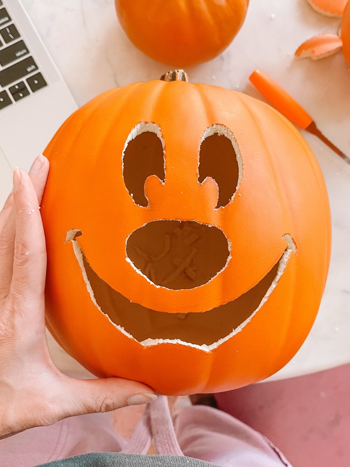 pumpkin with mickey face carved