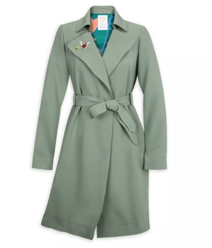 Mary Blair Alice in Wonderland Trench Coat, green color.