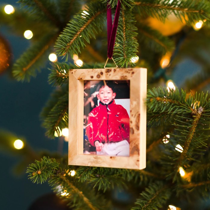 wooden frame christmas ornament