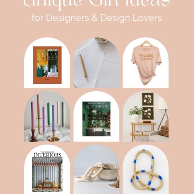 Gifts for Designers & Design Lovers Photo collage with title "gift ideas for designers and design lovers"