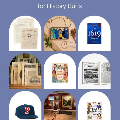 Great Gifts for History Buffs Photo collage of gift ideas for history buffs