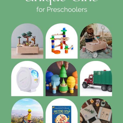 Unique Gifts for Preschoolers Photo collage with gifts and toys for preschoolers