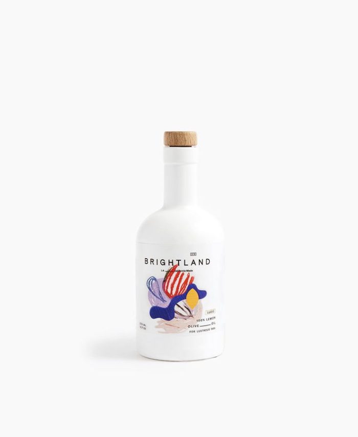 Brightland olive oil bottle with colorful label!