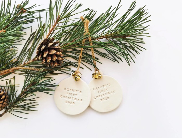 clay bauble baby's first christmas ornament