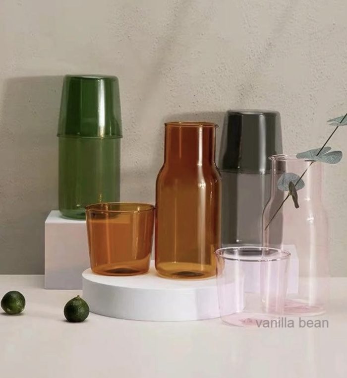 Bedside water carafe and glass, perfect for late night TV binging or book devouring.