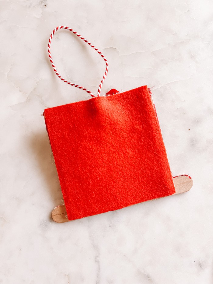 red felt on back of ornament