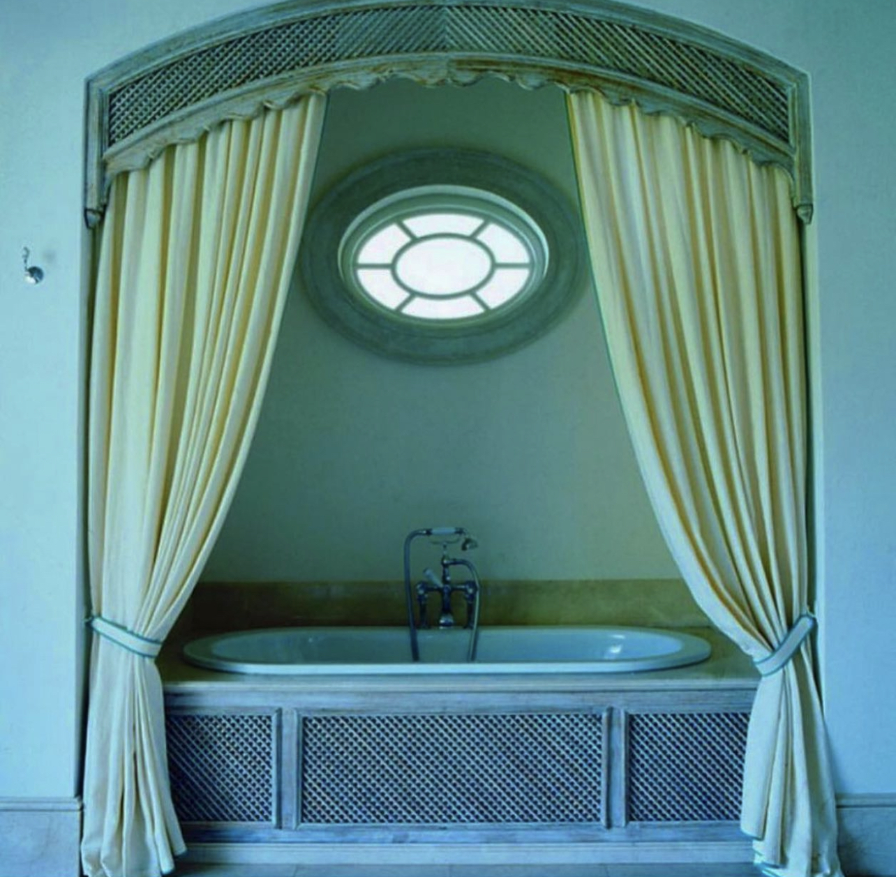 mint shower curtain and tub