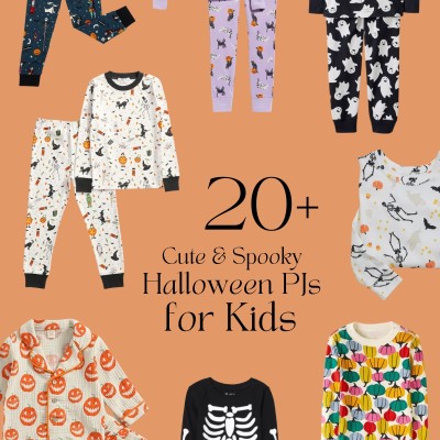 The Cutest Kids Halloween Pajamas collage of halloween pajamas for kids