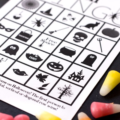 Free Printable Halloween Bingo halloween bingo card on black background with candy corn