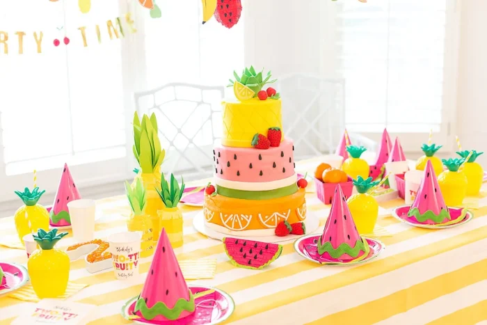 Two-ti fruity fruit birthday party theme.