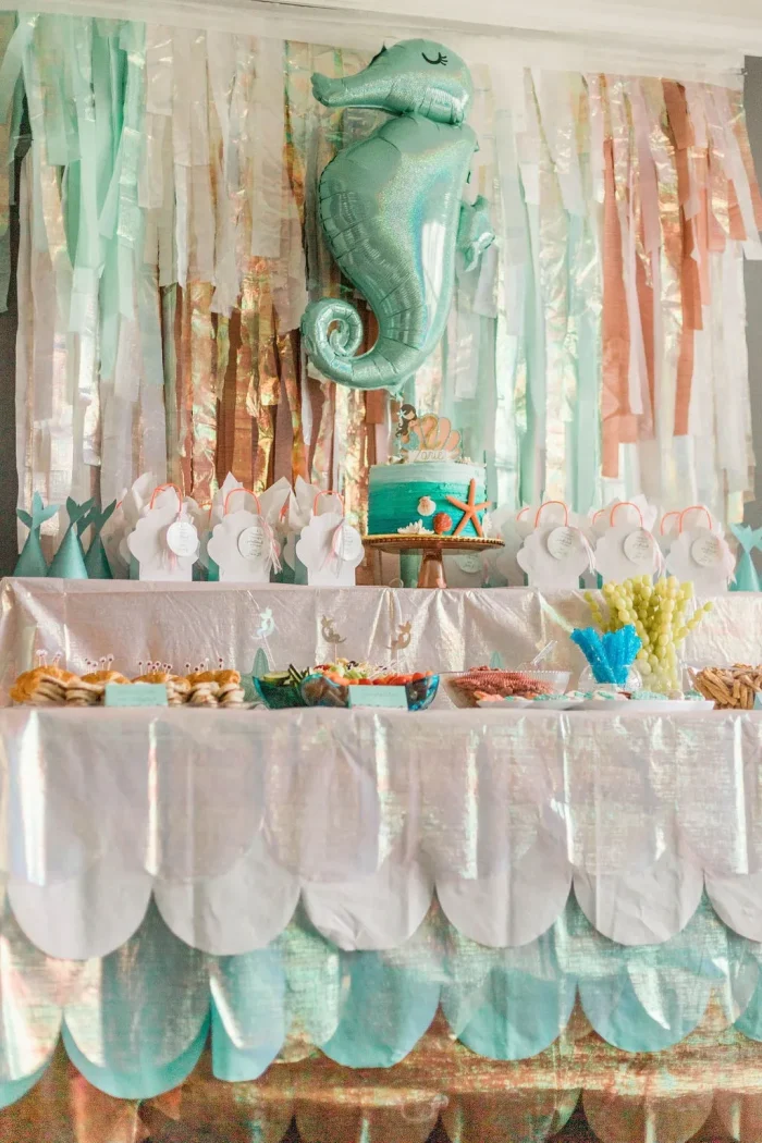 Under the sea birthday party table.