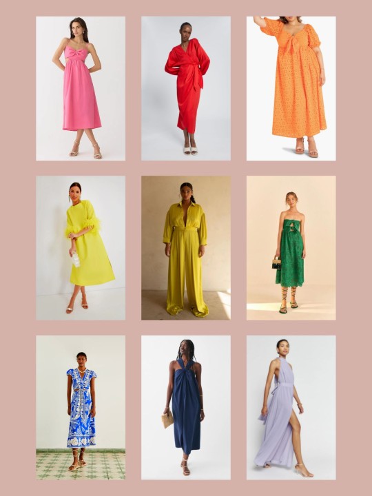 wedding guest dresses collage