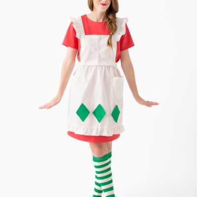 Easy DIY Strawberry Shortcake Costumes Singular strawberry shortcake with apron costume.