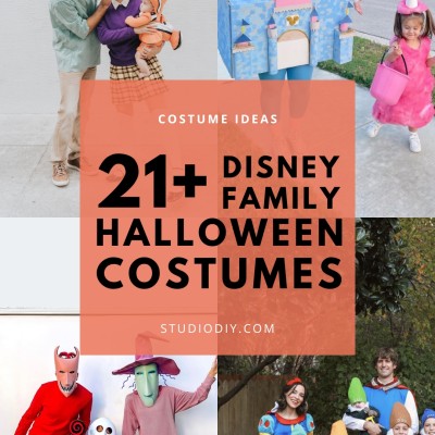 The Best Family Disney Costume Ideas collage of disney family halloween costumes