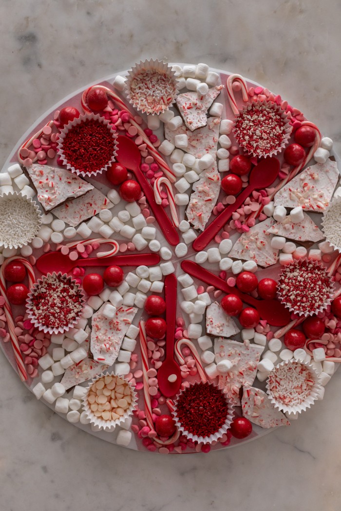 Hot Chocolate Toppings Board peppermint shaped hot chocolate topping board